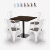 ensemble table bois métal horeca 90x90cm bar 4 chaises de style edgar Réductions