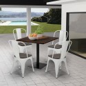 ensemble table bois métal horeca 90x90cm bar 4 chaises de style edgar 