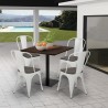 ensemble table bois métal horeca 90x90cm bar 4 chaises de style edgar 