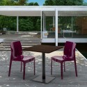 Table Carrée 70x70 Effet Bois avec 2 Chaises Colorées Ice Melon 