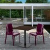 Table Carrée 70x70 Effet Bois avec 2 Chaises Colorées Ice Melon 