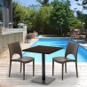 Tavolino Quadrato 70x70 cm Effetto Legno con 2 Sedie Colorate Paris Melon 
