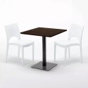 Tavolino Quadrato 70x70 cm Effetto Legno con 2 Sedie Colorate Paris Melon 