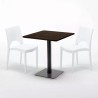 Tavolino Quadrato 70x70 cm Effetto Legno con 2 Sedie Colorate Paris Melon 