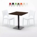 Tavolino Quadrato 70x70 cm Effetto Legno con 2 Sedie Colorate Paris Melon Sconti