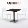 Tavolino Quadrato 70x70 cm Effetto Legno con 2 Sedie Colorate Paris Melon Sconti