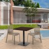 Tavolino Quadrato 70x70 cm Effetto Legno con 2 Sedie Colorate Gruvyer Melon 