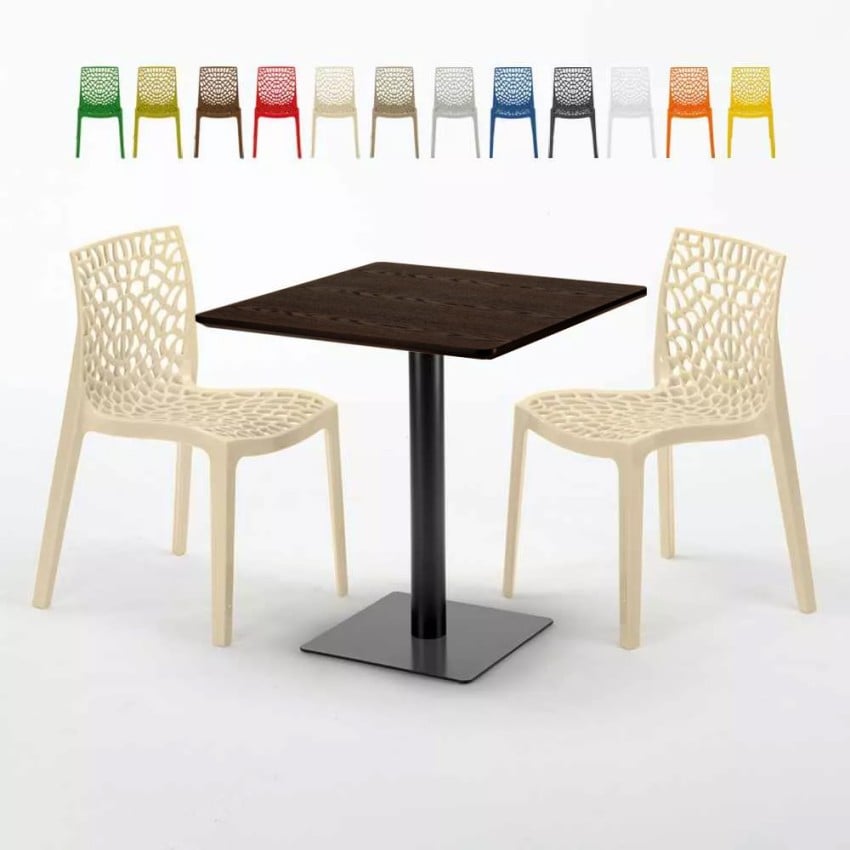 Tavolino Quadrato 70x70 cm Effetto Legno con 2 Sedie Colorate Gruvyer Melon Sconti Tavolino Quadrato 70x70 cm Effetto Legno con 2 Sedie Colorate Gruvyer Melon Sconti