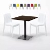 Tavolo Quadrato 60x60 cm Piano Effetto Legno con 2 Sedie Colorate Ice Kiss Stock