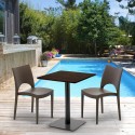 Tavolo Quadrato 60x60 cm Base Nera e Top in Legno con 2 Sedie Colorate Paris Kiss 