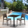 Tavolo Quadrato 60x60 cm Base Nera e Top in Legno con 2 Sedie Colorate Paris Kiss 