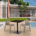 Tavolo Quadrato 60x60 cm Base Nera e Top in Legno con 2 Sedie Colorate Gruvyer Kiss 