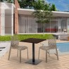 Tavolo Quadrato 60x60 cm Base Nera e Top in Legno con 2 Sedie Colorate Gruvyer Kiss 