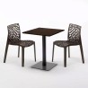 Tavolo Quadrato 60x60 cm Base Nera e Top in Legno con 2 Sedie Colorate Gruvyer Kiss 