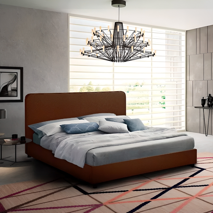Letto matrimoniale 2 piazze in tessuto con rete 160x190 Zurich King Letto matrimoniale 2 piazze in tessuto con rete 160x190 Zurich King