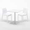 Tavolino Quadrato Bianco 70x70 cm con 2 Sedie Colorate Ice Meringue Misure