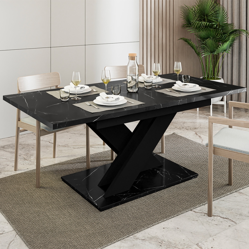 Tavolo da cucina soggiorno allungabile 8 posti nero effetto marmo Bronx Promozione Tavolo da cucina soggiorno allungabile 8 posti nero effetto marmo Bronx Promozione
