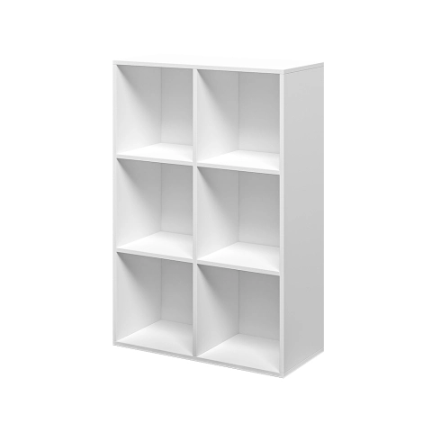 Modernes weißes Büro-Bücherregal mit 6 Würfelböden 65x30x97cm Ika 2 Aktion