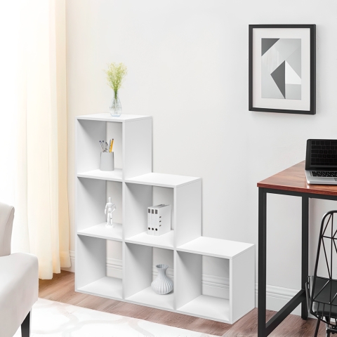 Libreria da parete bianca a scala design moderno scaffali a cubo Ika 1 Promozione