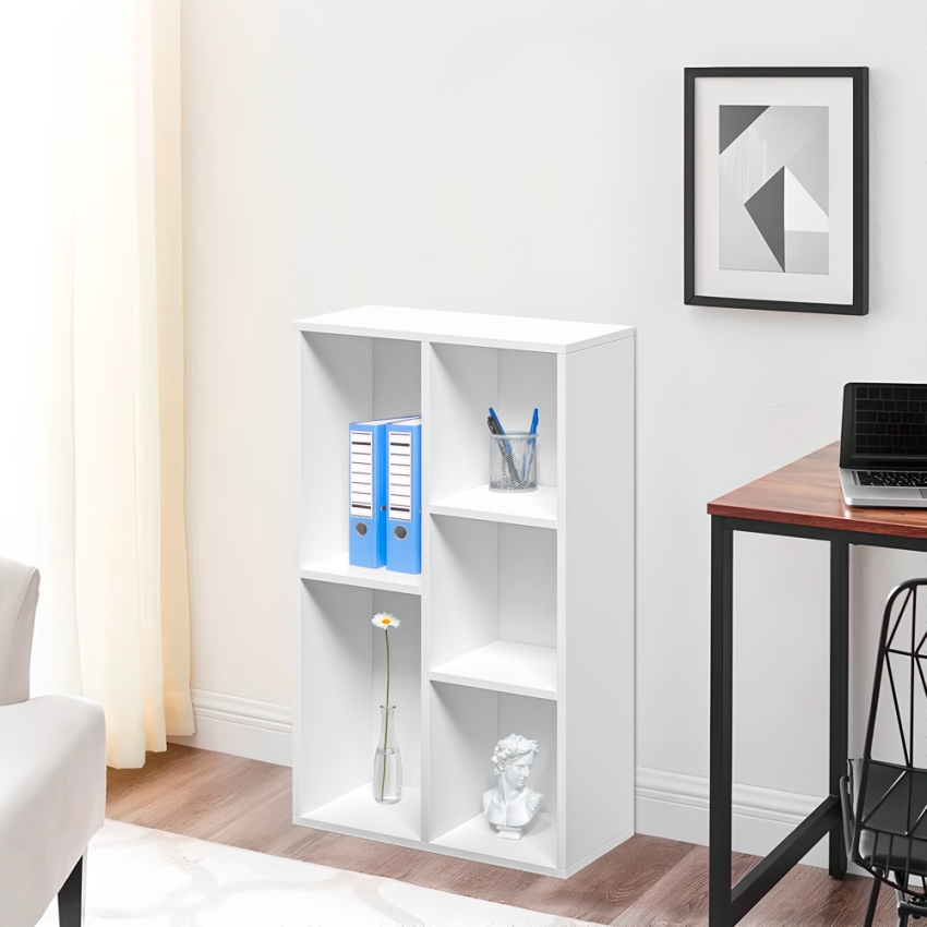 Libreria ufficio bianca con 5 scaffali a cubo moderna 50x25x80cm Ika 3 Promozione Libreria ufficio bianca con 5 scaffali a cubo moderna 50x25x80cm Ika 3 Promozione