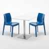 Weiß Tisch Stahlfuß Quadratisch 70x70 Bunte Stühle Ice Strawberry Eigenschaften