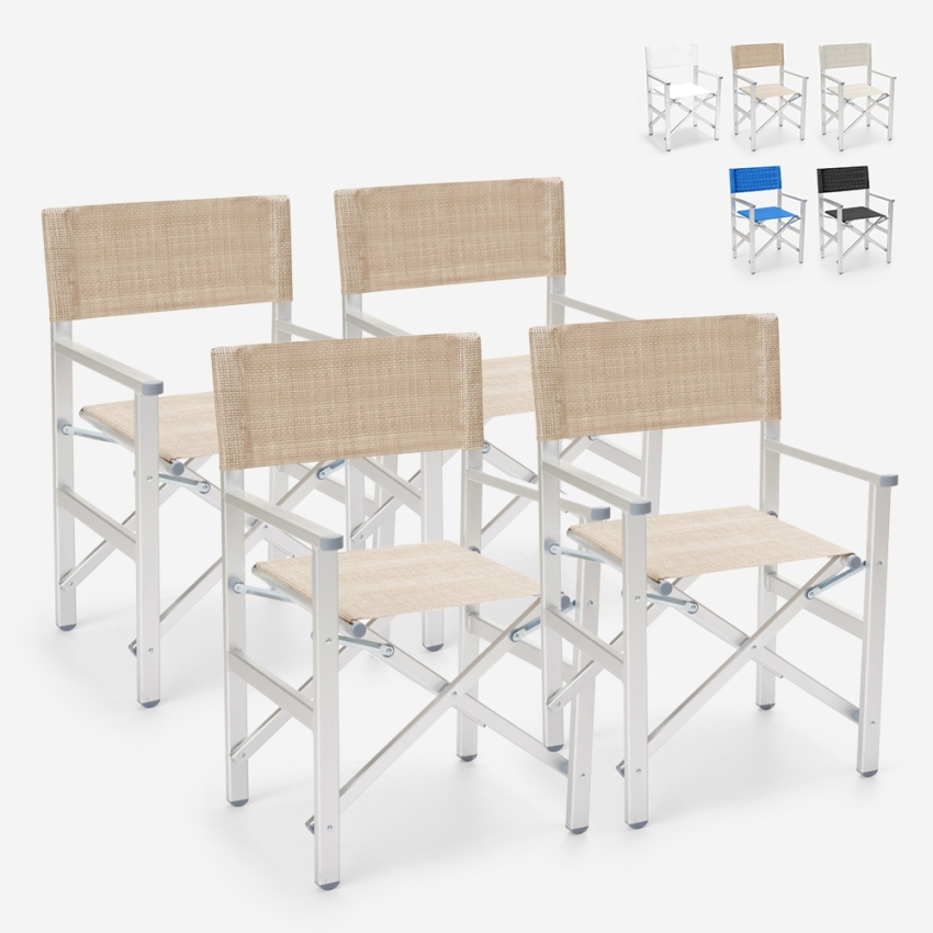 4 chaises de plage pliables portables textilène aluminium Regista Gold Remises 4 chaises de plage pliables portables textilène aluminium Regista Gold Remises