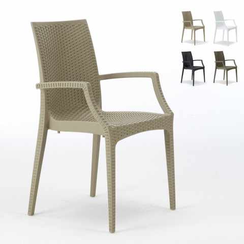 Lot de 20 chaises de jardin accoudoirs fauteuils bar café restaurant polyrotin Bistrot Arm Grand Soleil Promotion