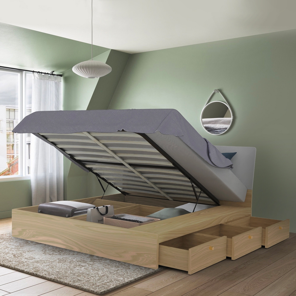 Bett Doppelbett Polsterbett hochklappbar 160x200 cm mit Bettkasten Design Steyr King Bett Doppelbett Polsterbett hochklappbar 160x200 cm mit Bettkasten Design Steyr King