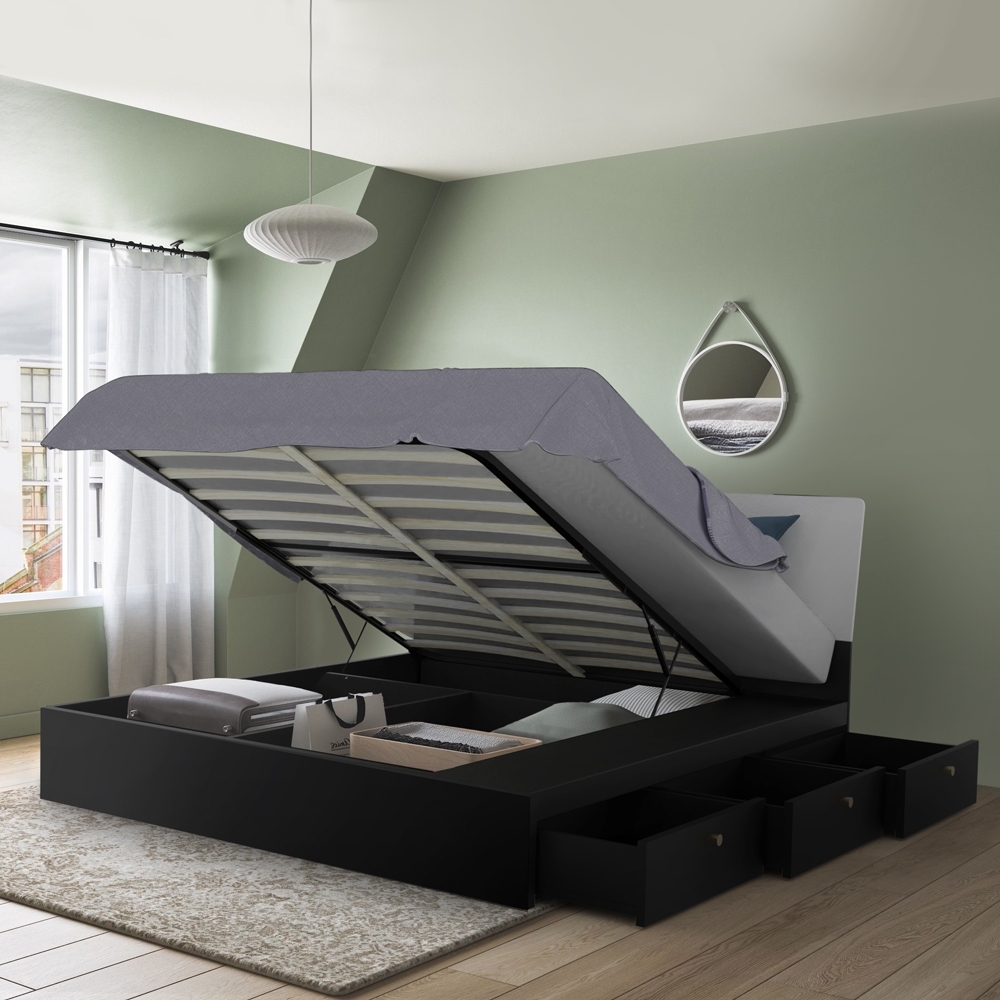 Lit coffre 160 x 190 cm avec sommier système de levage Design Moderne Steyr Lit coffre 160 x 190 cm avec sommier système de levage Design Moderne Steyr