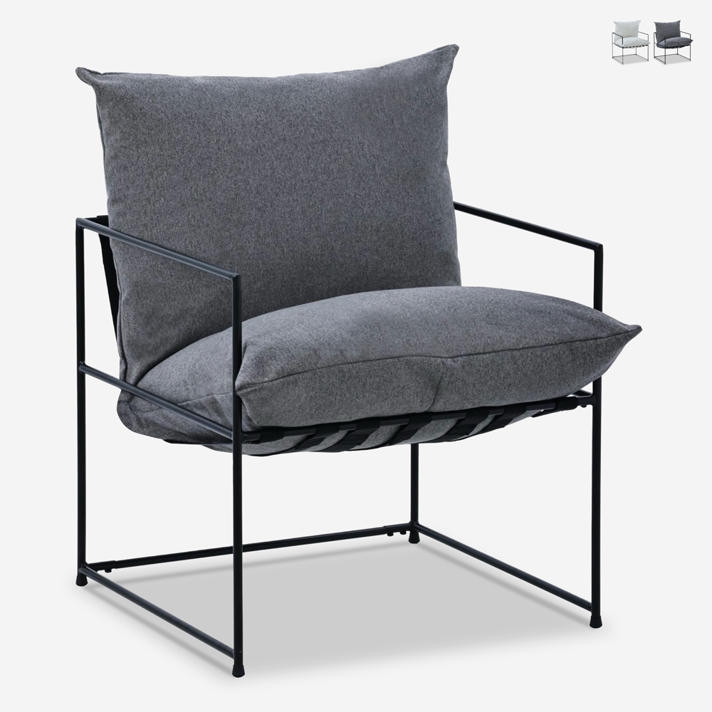 Fauteuil design moderne en tissu style minimaliste métal noir Alaska Vente Fauteuil design moderne en tissu style minimaliste métal noir Alaska Vente