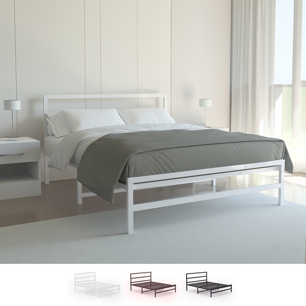 Lit 2 places en métal avec sommier à lattes 160x200 Skjern Promotion Lit 2 places en métal avec sommier à lattes 160x200 Skjern Promotion