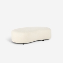 Pouf poggiapiedi bouclé panca in tessuto teddy bianco da salotto Doji Vendita