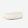 Pouf poggiapiedi bouclé panca in tessuto teddy bianco da salotto Doji Saldi