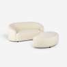 Set divano 2 posti curvo e pouf in tessuto teddy bouclé bianco Nydou Vendita
