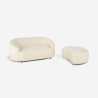 Set divano 2 posti curvo e pouf in tessuto teddy bouclé bianco Nydou Offerta
