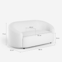 Set divano 2 posti curvo e pouf in tessuto teddy bouclé bianco Nydou 