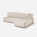 Divano 3 posti angolare beige componibile con chaise lounge modulare Mozy Sconti