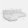 Divano 3 posti angolare beige componibile con chaise lounge modulare Mozy 