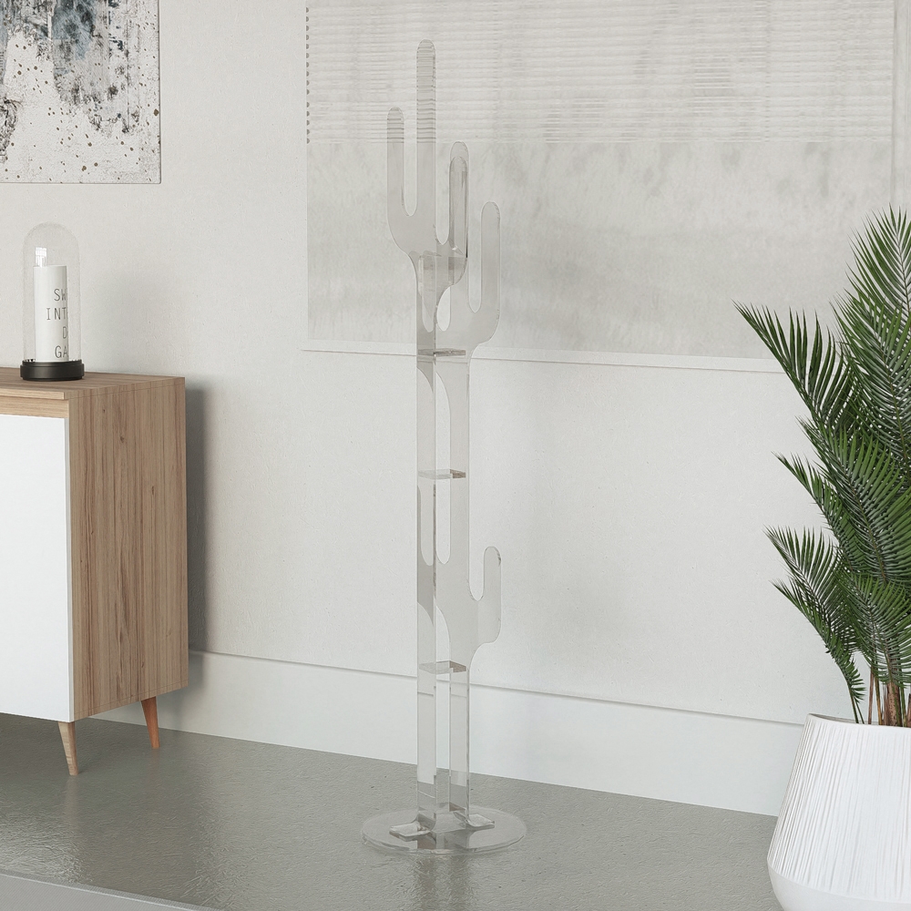 Minimalistischer Standgarderobenständer Kaktus transparentes Design Lithops Aktion Minimalistischer Standgarderobenständer Kaktus transparentes Design Lithops Aktion