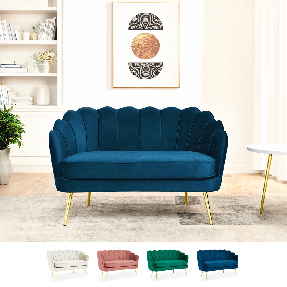 Divano a conchiglia 2 posti in velluto stile vintage gambe dorate Balos Catalogo Divano a conchiglia 2 posti in velluto stile vintage gambe dorate Balos Catalogo