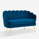 Divano a conchiglia 2 posti in velluto stile vintage gambe dorate Balos Stock