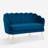 Divano a conchiglia 2 posti in velluto stile vintage gambe dorate Balos Stock