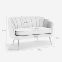 Schalensofa 2-Sitzer aus Samt im Vintage-Stil mit goldfarbenen Beinen Balos 