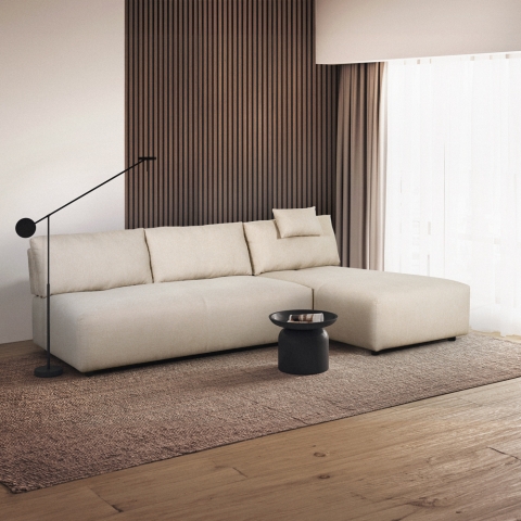 Modulares beiges 3-Sitzer-Ecksofa mit modularem Liegestuhl Mozy Aktion