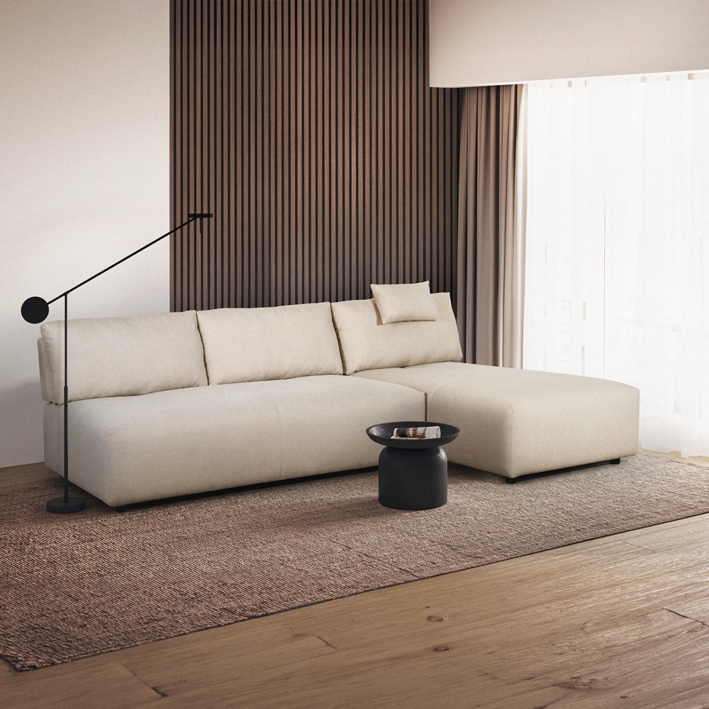 Divano 3 posti angolare beige componibile con chaise lounge modulare Mozy Promozione Divano 3 posti angolare beige componibile con chaise lounge modulare Mozy Promozione