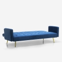 Divano letto moderno clic clac 3 posti in velluto gambe dorate Caullae Scelta