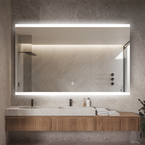 Specchio da bagno rettangolare retroilluminato 130x80cm luce LED Krona XL Promozione