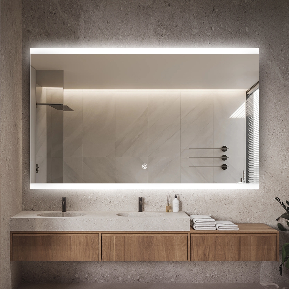 Specchio da bagno rettangolare retroilluminato 130x80cm luce LED Krona XL Promozione Specchio da bagno rettangolare retroilluminato 130x80cm luce LED Krona XL Promozione