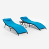 Set 2 lettini da giardino in rattan con tavolino pieghevole Lanzarote Sconti