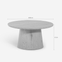 Tavolino in legno basso rotondo 80cm da caffè salotto soggiorno Nauru Sconti